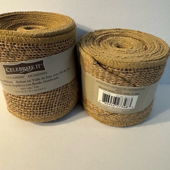 2 Spools Celebrate It Natural Burlap Ribbon - Picture 3 of 3
